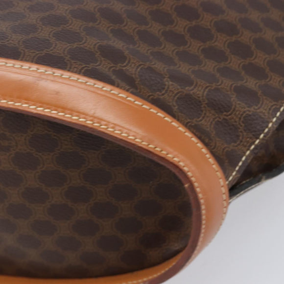 CELINE Macadam Canvas Tote Bag PVC Leather Brown Gold Auth 206774