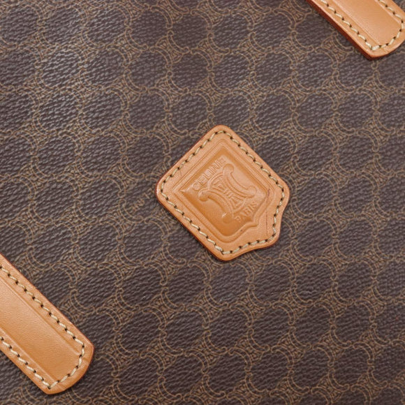 CELINE Macadam Canvas Tote Bag PVC Leather Brown Gold Auth 206774