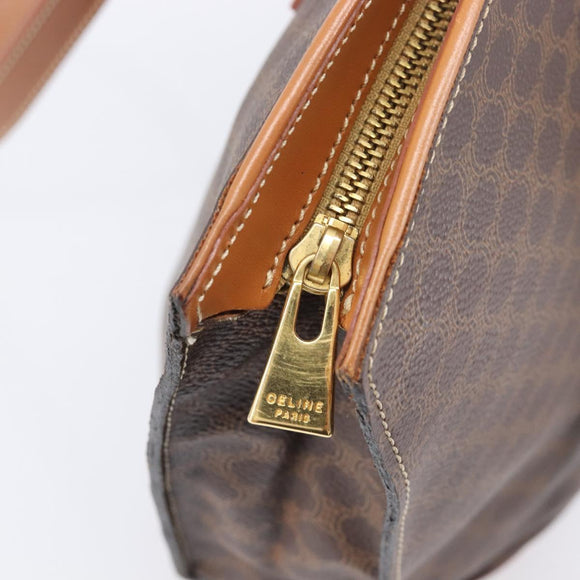 CELINE Macadam Canvas Tote Bag PVC Leather Brown Gold Auth 206774