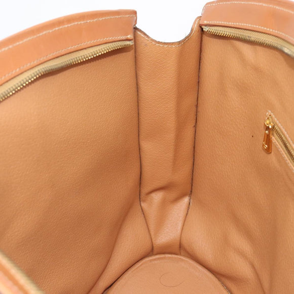 CELINE Macadam Canvas Tote Bag PVC Leather Brown Gold Auth 206774