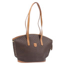 CELINE Macadam Canvas Tote Bag PVC Leather Brown Gold Auth 206774-1