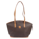 CELINE Macadam Canvas Tote Bag PVC Leather Brown Gold Auth 206774-13