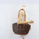 CELINE Macadam Canvas Tote Bag PVC Leather Brown Gold Auth 206774-24