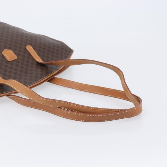 CELINE Macadam Canvas Tote Bag PVC Leather Brown Gold Auth 206774