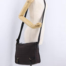 FENDI Zucchino Canvas Shoulder Bag Dark Brown Gold Auth 206775A-23