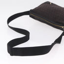 FENDI Zucchino Canvas Shoulder Bag Dark Brown Gold Auth 206775A-7