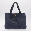 Salvatore Ferragamo Vala Tote Bag Leather 2 Set Black Navy Auth 206780-11