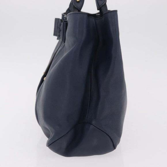 Salvatore Ferragamo Vala Tote Bag Leather 2 Set Black Navy Auth 206780