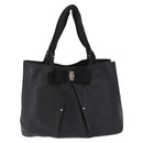 Salvatore Ferragamo Vala Tote Bag Leather 2 Set Black Navy Auth 206780-2