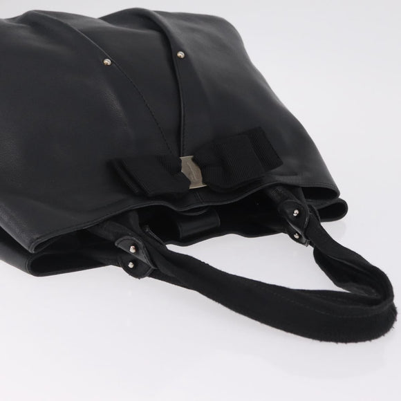 Salvatore Ferragamo Vala Tote Bag Leather 2 Set Black Navy Auth 206780