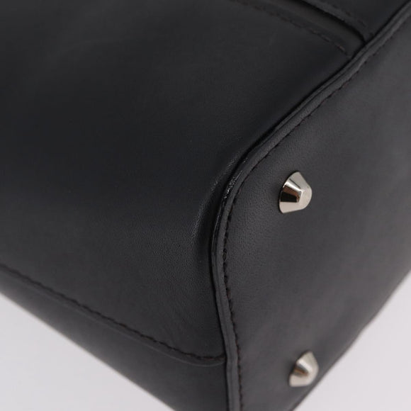 BURBERRY Hand Bag Leather Black Silver Auth 206782A