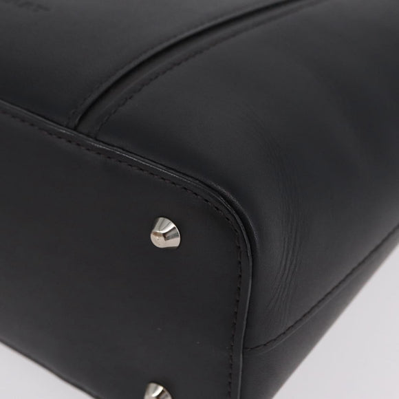 BURBERRY Hand Bag Leather Black Silver Auth 206782A