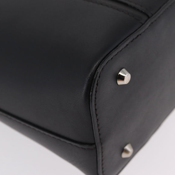 BURBERRY Hand Bag Leather Black Silver Auth 206782A