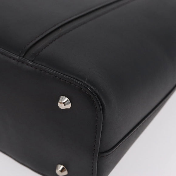 BURBERRY Hand Bag Leather Black Silver Auth 206782A
