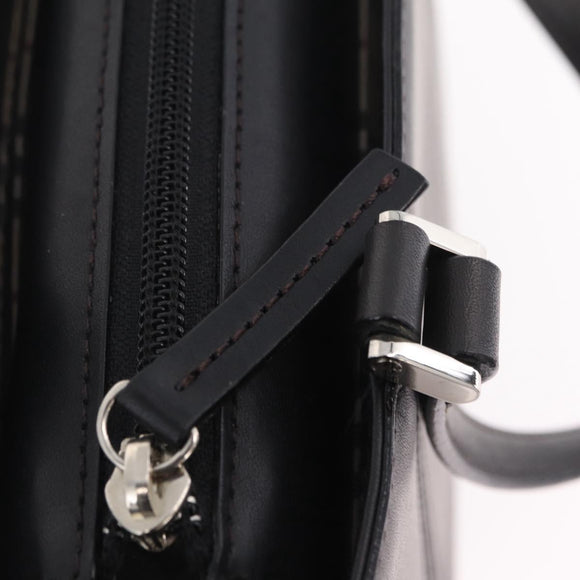 BURBERRY Hand Bag Leather Black Silver Auth 206782A