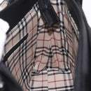 BURBERRY Hand Bag Leather Black Silver Auth 206782A-18