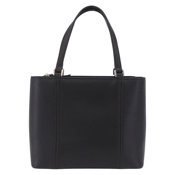 BURBERRY Hand Bag Leather Black Silver Auth 206782A