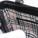 BURBERRY Hand Bag Leather Black Silver Auth 206782A-21