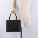 BURBERRY Hand Bag Leather Black Silver Auth 206782A-23
