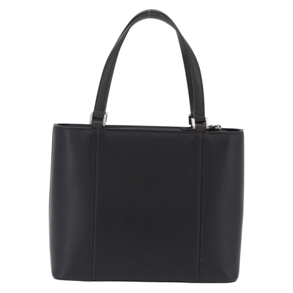 BURBERRY Hand Bag Leather Black Silver Auth 206782A