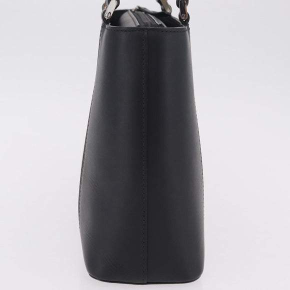 BURBERRY Hand Bag Leather Black Silver Auth 206782A