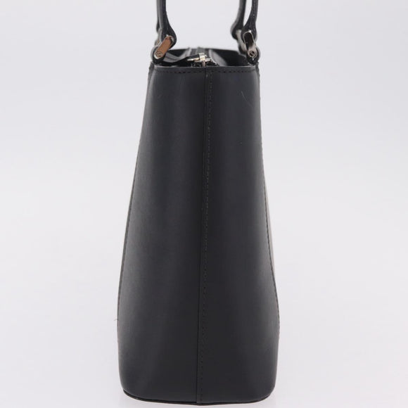 BURBERRY Hand Bag Leather Black Silver Auth 206782A