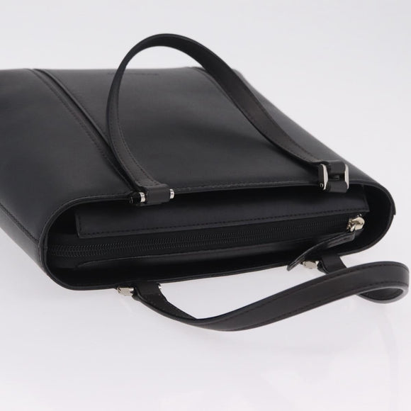 BURBERRY Hand Bag Leather Black Silver Auth 206782A
