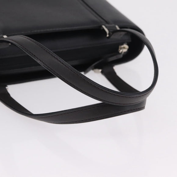 BURBERRY Hand Bag Leather Black Silver Auth 206782A