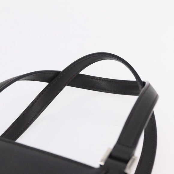 BURBERRY Hand Bag Leather Black Silver Auth 206782A