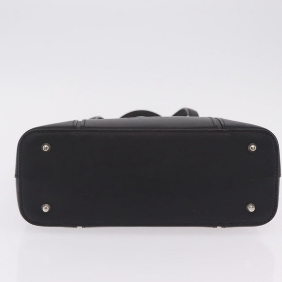BURBERRY Hand Bag Leather Black Silver Auth 206782A