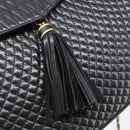 Bally Chain Shoulder Bag Leather Black Gold Auth 206785A-17