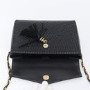 Bally Chain Shoulder Bag Leather Black Gold Auth 206785A-18