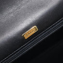 Bally Chain Shoulder Bag Leather Black Gold Auth 206785A-19