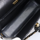 Bally Chain Shoulder Bag Leather Black Gold Auth 206785A-11