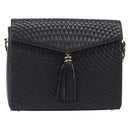 Bally Chain Shoulder Bag Leather Black Gold Auth 206785A-13