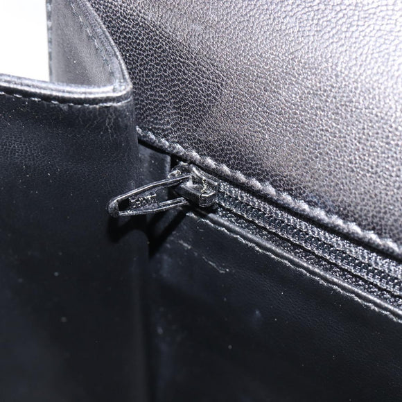 Bally Chain Shoulder Bag Leather Black Gold Auth 206785A