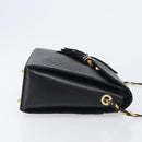 Bally Chain Shoulder Bag Leather Black Gold Auth 206785A-3