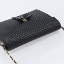 Bally Chain Shoulder Bag Leather Black Gold Auth 206785A-6