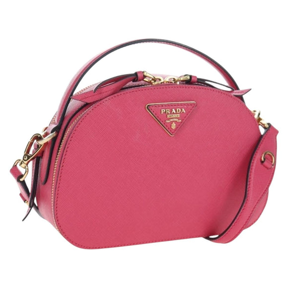 PRADA Hand Bag Safiano Leather 2way Pink Gold Auth 206787V