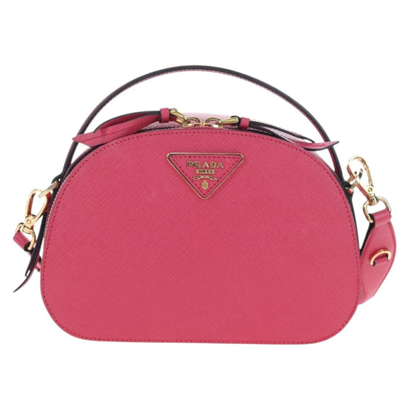 PRADA Hand Bag Safiano Leather 2way Pink Gold Auth 206787V