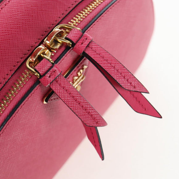 PRADA Hand Bag Safiano Leather 2way Pink Gold Auth 206787V