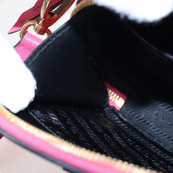PRADA Hand Bag Safiano Leather 2way Pink Gold Auth 206787V