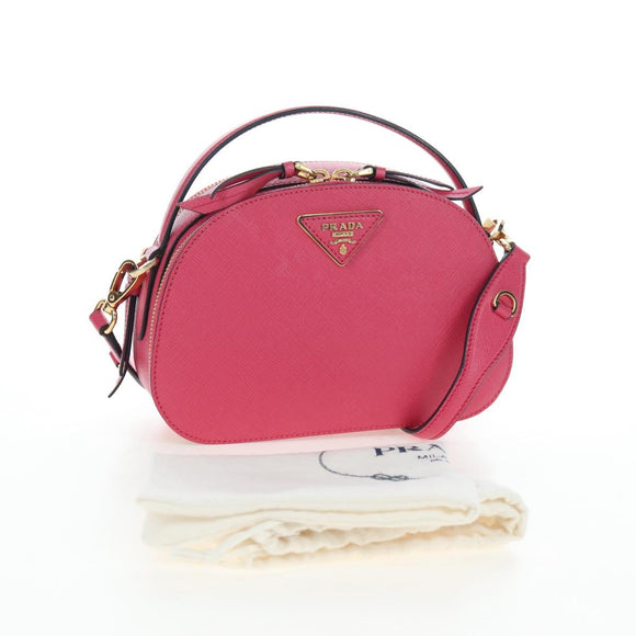 PRADA Hand Bag Safiano Leather 2way Pink Gold Auth 206787V