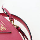 PRADA Hand Bag Safiano Leather 2way Pink Gold Auth 206787V-16