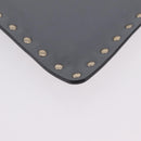 Valentino Rock Studs Clutch Bag Leather Gray Gold Auth 206788A-14