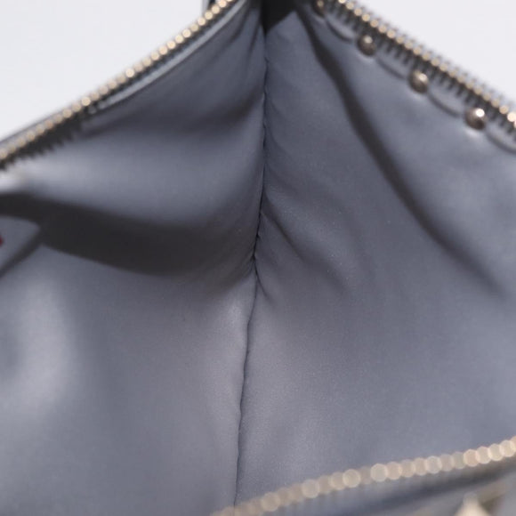 Valentino Rock Studs Clutch Bag Leather Gray Gold Auth 206788A