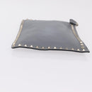 Valentino Rock Studs Clutch Bag Leather Gray Gold Auth 206788A-3