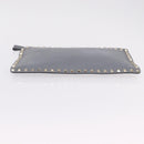 Valentino Rock Studs Clutch Bag Leather Gray Gold Auth 206788A-6