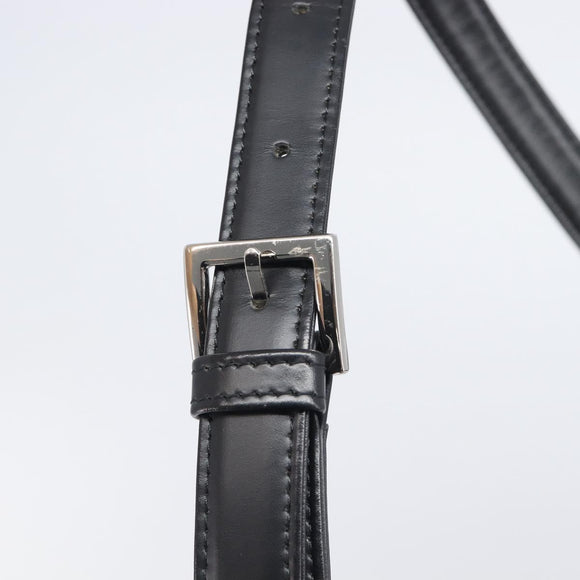 BURBERRY Shoulder Bag Leather Black Silver Auth 206789A