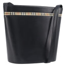 BURBERRY Shoulder Bag Leather Black Silver Auth 206789A-1